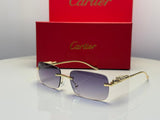 Cartier | Panthère de Cartier Rectangular Sunglasses – Gold / Light Blue