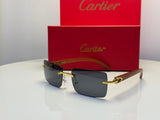 Cartier | C Decor Rectangular Wood Glasses – Gold / Clear