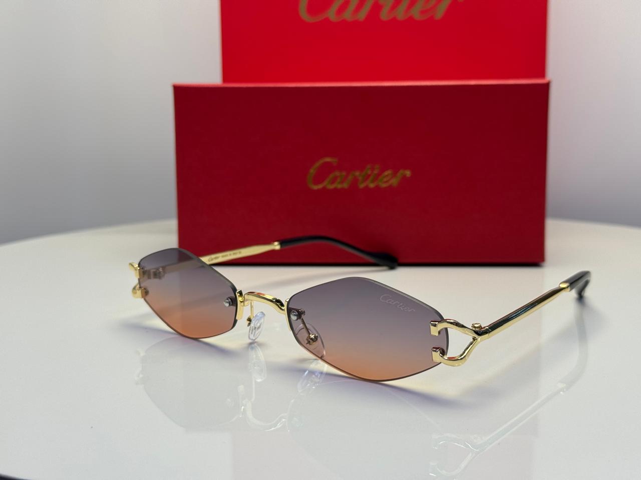 Cartier | C Decor Diamond Shaped Rimless Glasses – Silver / Clear – Product Image 1