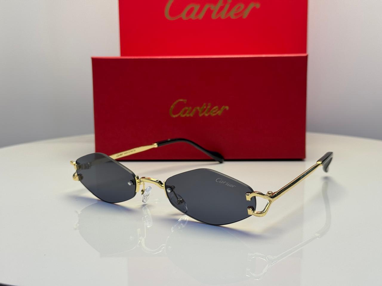 Cartier | C Decor Rimless Geometric Sunglasses – Silver / Grey Gradient – Product Image 1