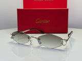 Cartier | C Decor Rimless Geometric Sunglasses – Silver / Brown Gradient