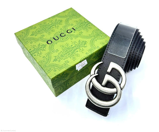 Gucci | Interlocking G Belt – Black / Gunmetal – Product Image 1