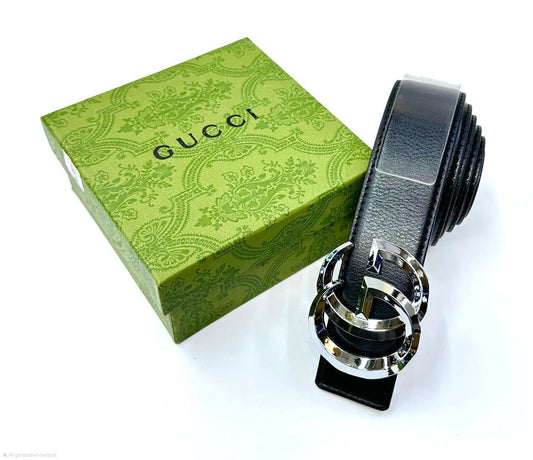 Gucci | Framed G Reversible Belt – Black / Silver / Gold – Product Image 1