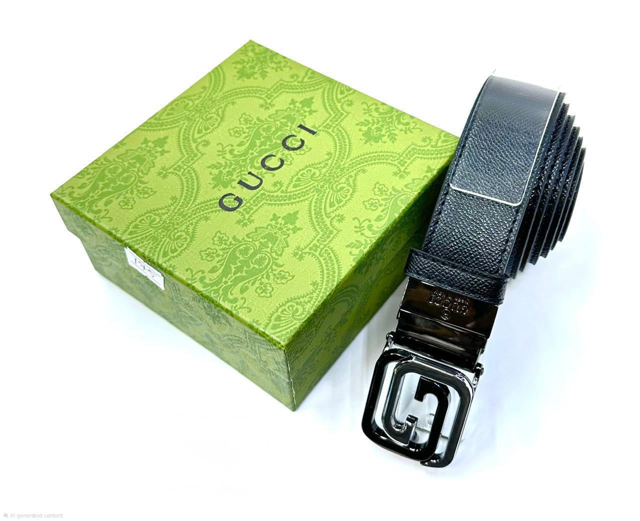 Gucci | Reversible Square Buckle Belt – Black / Silver – Product Image 1