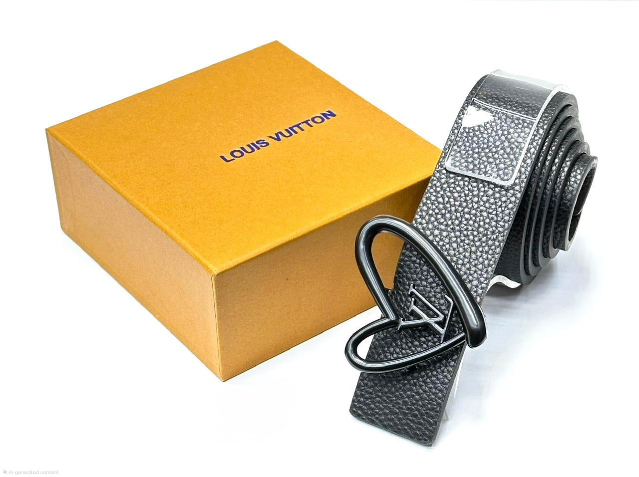 Louis Vuitton | LV Heart Grained Leather Belt – Silver – Product Image 1