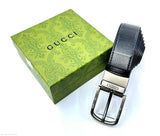 Gucci | Interlocking G Belt – Black / Pebbled Leather with Brushed Silver Hardware