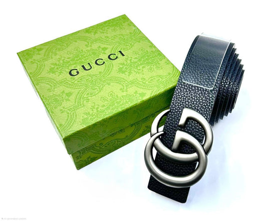 Gucci | Interlocking G Belt – Black / with Silver Black Dual Tone Hardware – Product Image 1