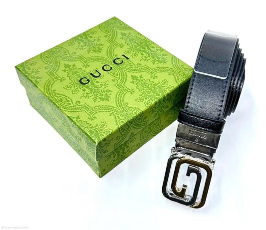 Gucci | Interlocking G Belt – Black / Grain Leather with Black Hardware – Product Image 1