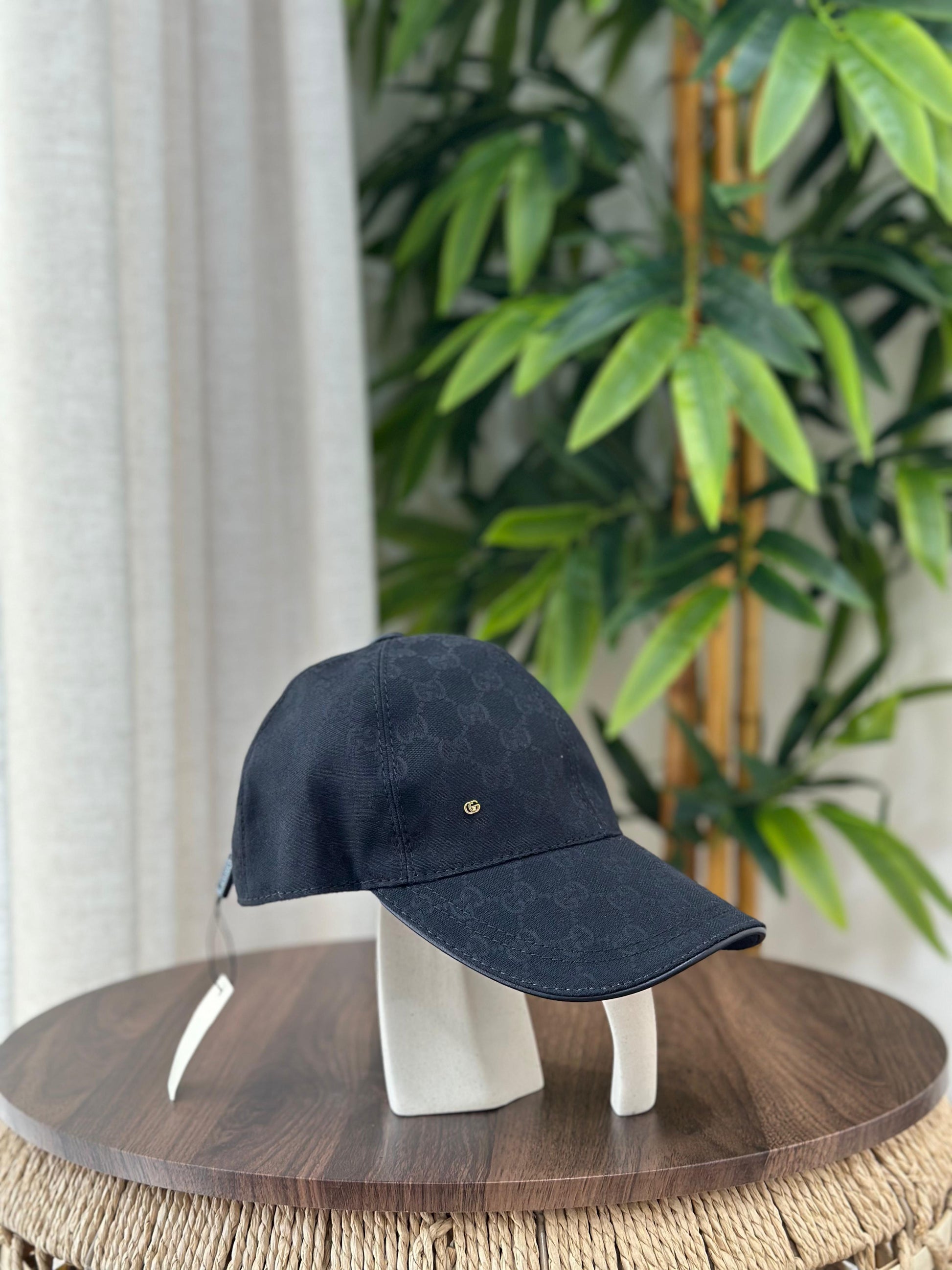 Gucci | GG Canvas Leather Baseball Cap – Black – Product Image 1