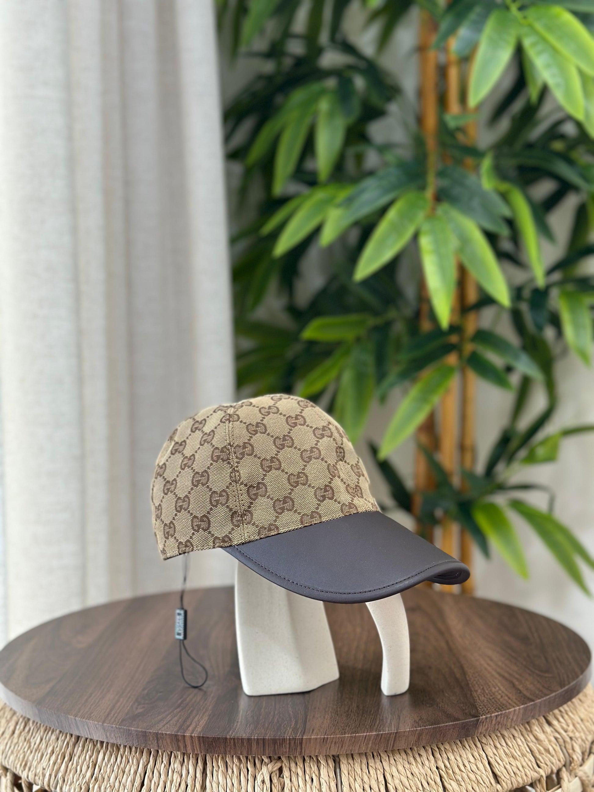 Gucci | GG Canvas Web Stripe On Brim Baseball Cap – Black – Product Image 1