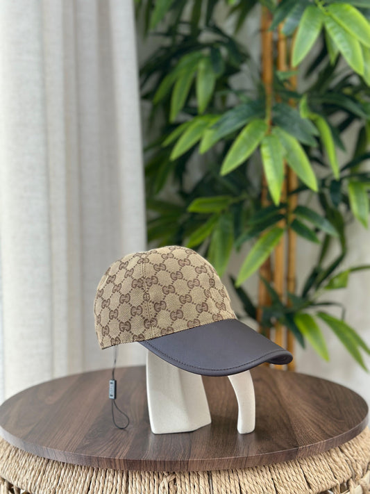 Gucci | GG Canvas Web Stripe On Brim Baseball Cap – Black – Product Image 1