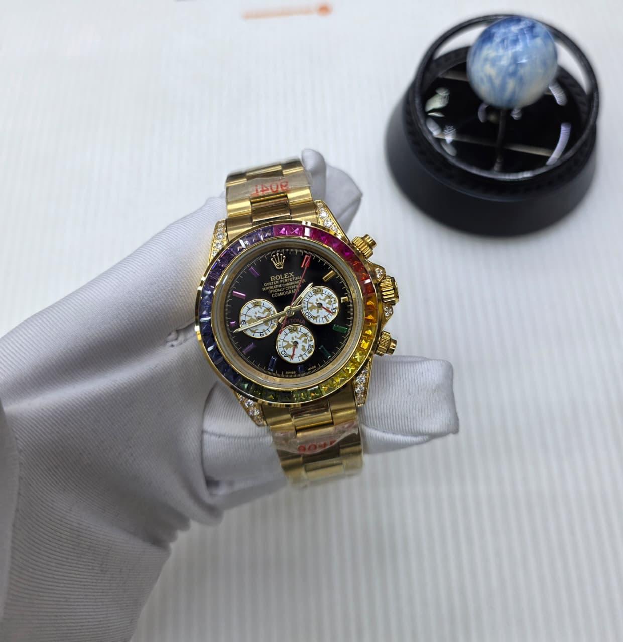 Rolex | Cosmograph Daytona Rainbow Watch – White / Gold / Platinum – Product Image 1