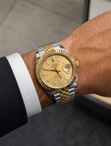 Rolex | Datejust 41 Two-Tone Oystersteel Yellow Gold & Oystersteel Watch – Golden Fluted Motif Dial