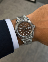 Rolex | Datejust 41 Everose Gold & Oystersteel Watch – Black Roman Numeral Dial / Diamond VI & IX