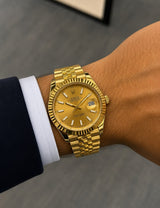 Rolex | Datejust 41 Oystersteel Fluted Watch – White / Gold / Chocolate Brown