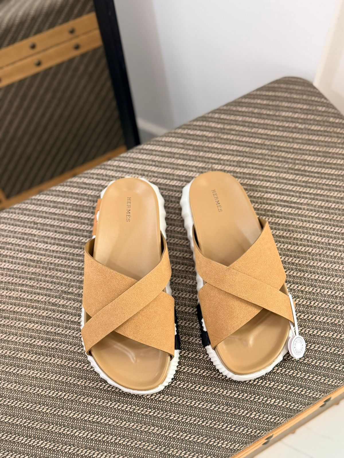 Hermès | Electro Sandals – Gold / White – Product Image 2