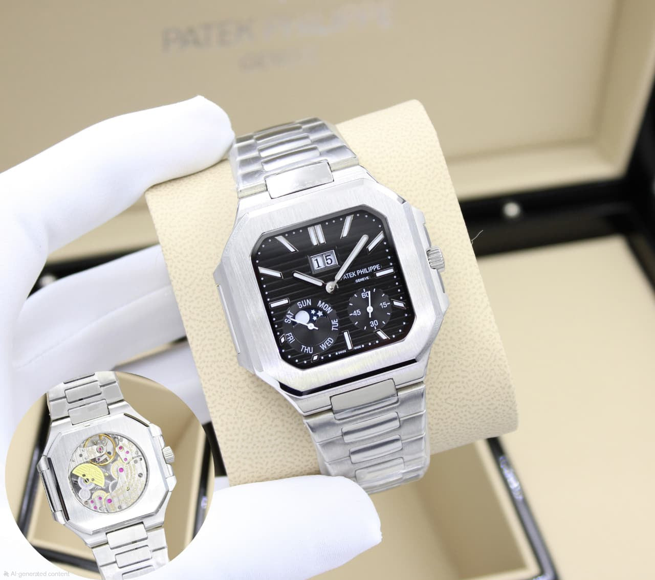 Patek Philippe | Cubitus Instantaneous Grand Date Day Moon Phases Watch – White – Product Image 1