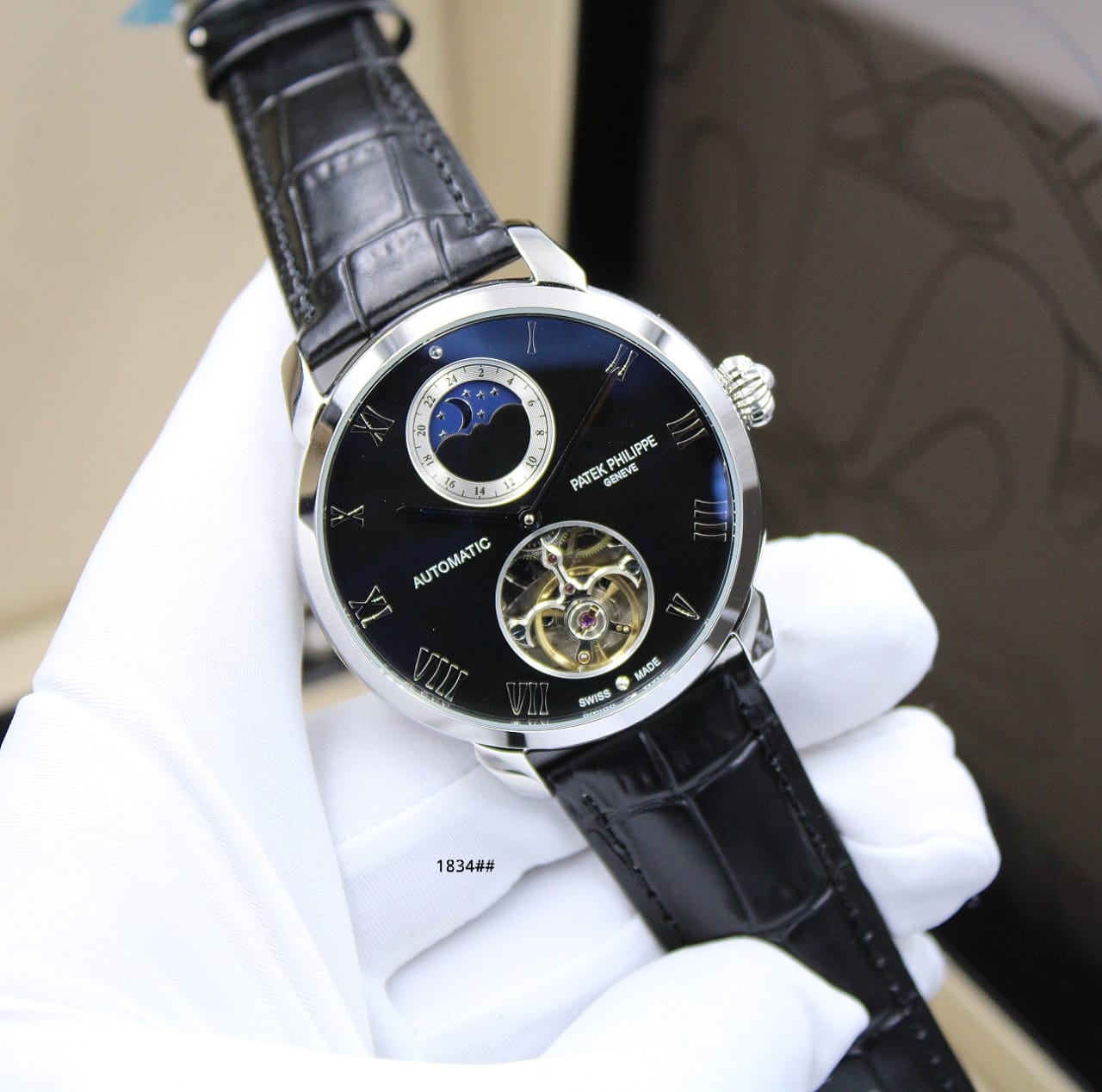 Patek Philippe | Complications Annual Calendar Chronograph Watch – Blue Dial / Blue Strap / Silver Case – Product Image 1