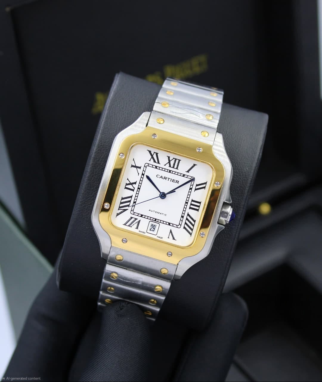 Cartier | Santos de Cartier Skeleton Lacquered Bridges Watch – Green – Product Image 1