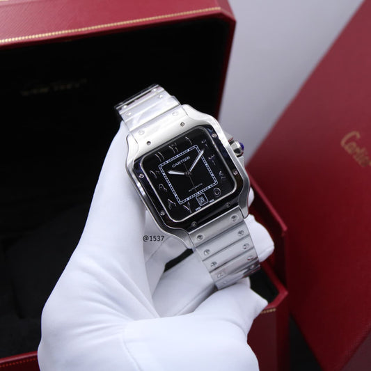 Cartier | Santos de Cartier Dual Time Watch – Silver – Product Image 1