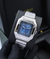 Cartier | Santos de Cartier Dual Time Satin Brushed Watch – Silver