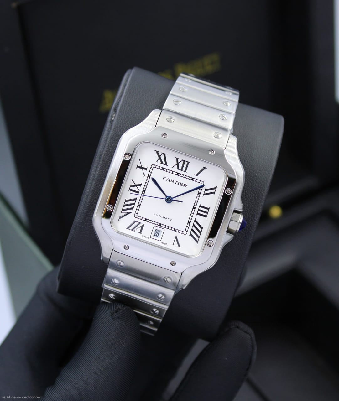 Cartier | Santos de Cartier Skeleton Steel Bridges Watch – Black – Product Image 1