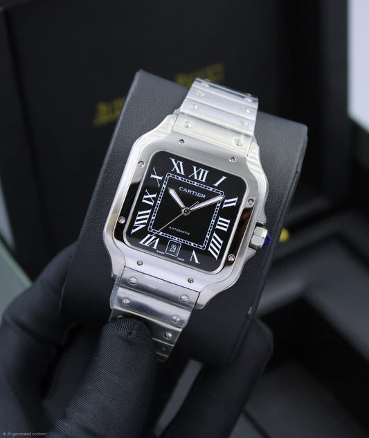 Cartier | Santos de Cartier Dual Time Watch – Black – Product Image 1