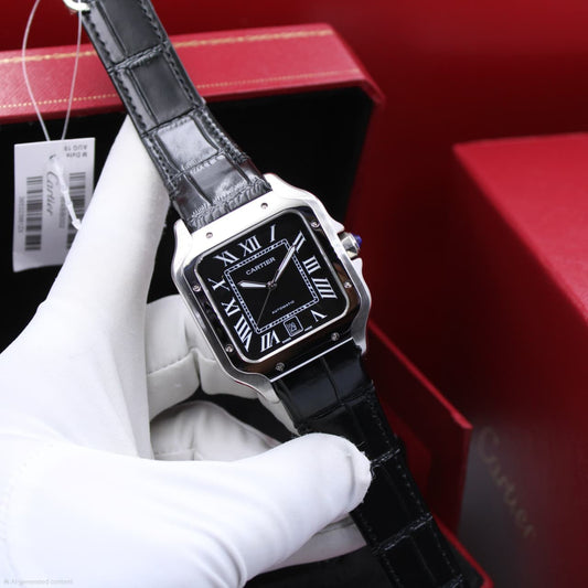 Cartier | Santos de Cartier Large Model Arabic Indic Watch – Blue – Product Image 1