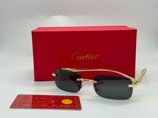 Cartier | Panthère de Cartier Rimless Sunglasses – Gold / Dark Grey – Product Image 1