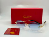 Cartier | Panthère de Cartier Rimless Rectangular Sunglasses – Silver / Grey Gradient