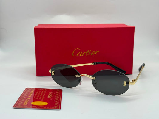 Cartier | Panthère de Cartier Rimless Glasses – Gold / Clear / Burgundy – Product Image 1