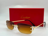 Cartier | Panthère de Cartier Rimless Rectangular Sunglasses – Gold / Light Pink