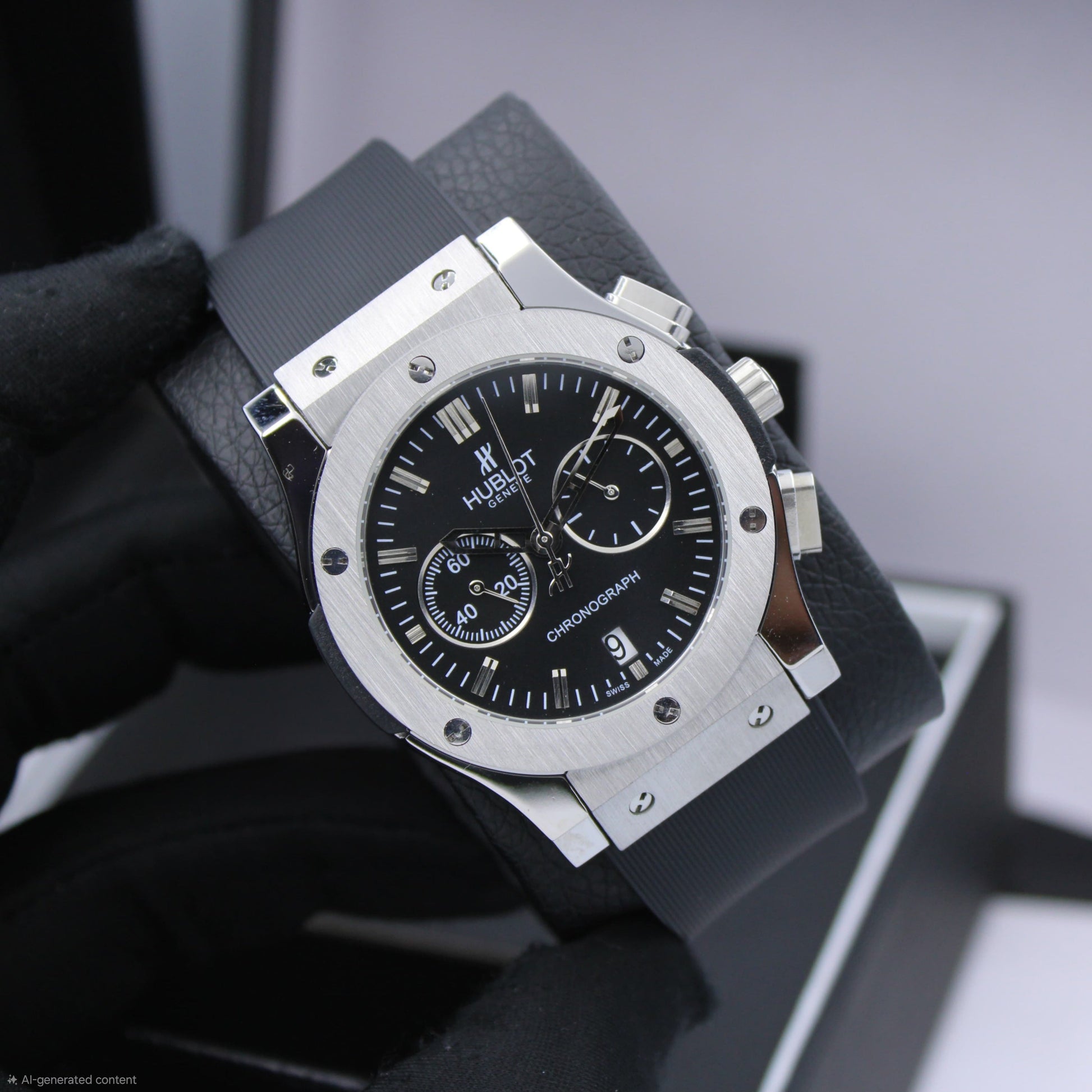 Hublot | Big Bang Chronograph Alligator Watch – White / Black – Product Image 1