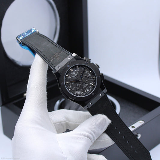 Hublot | Classic Fusion Aerofusion Chronograph Skeleton Leather Watch – Grey – Product Image 1