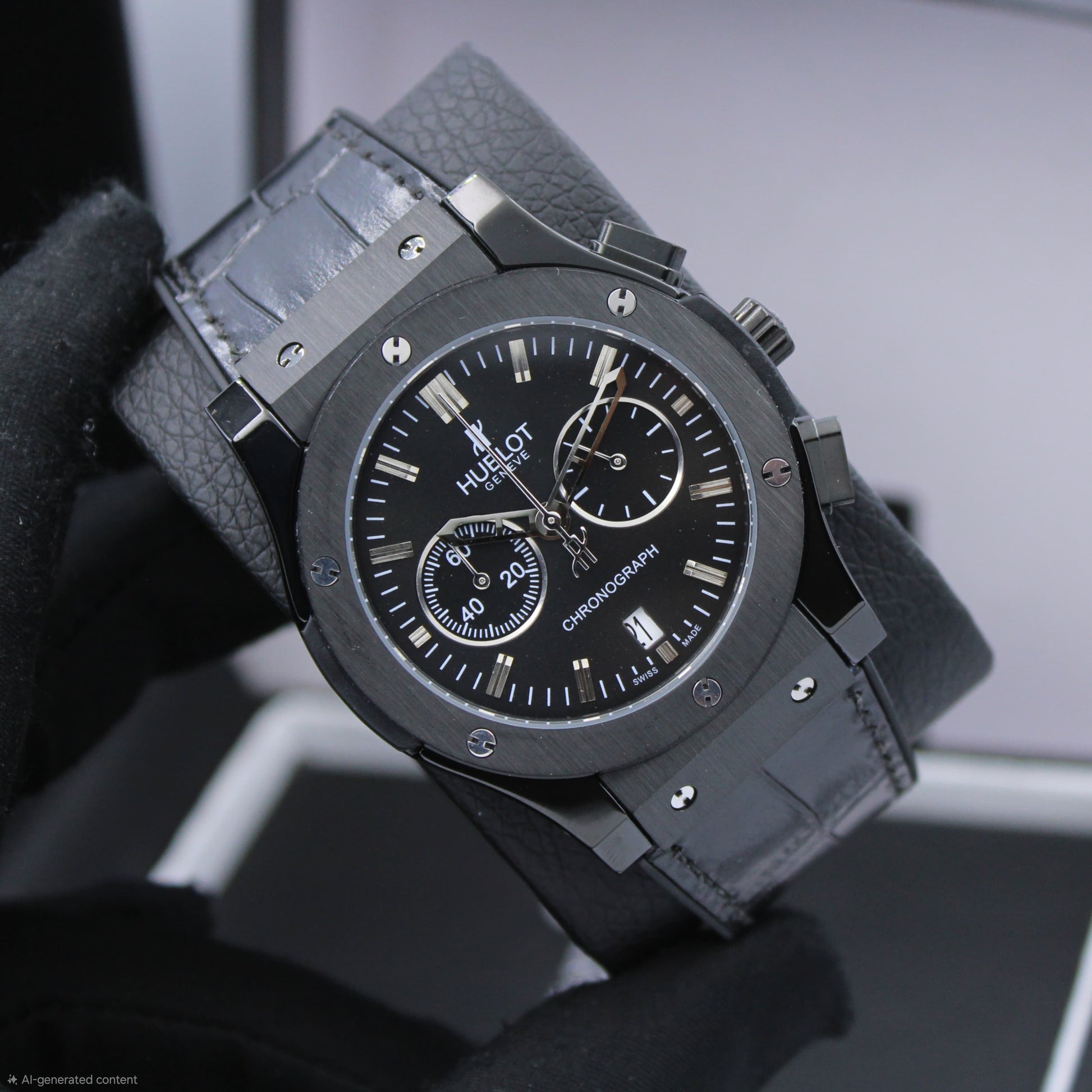 Hublot | Big Bang Chronograph Alligator Watch – Black – Product Image 1