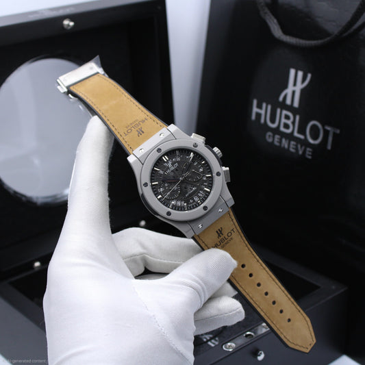 Hublot | Classic Fusion Aerofusion Chronograph Skeleton Alligator Watch – Black – Product Image 1