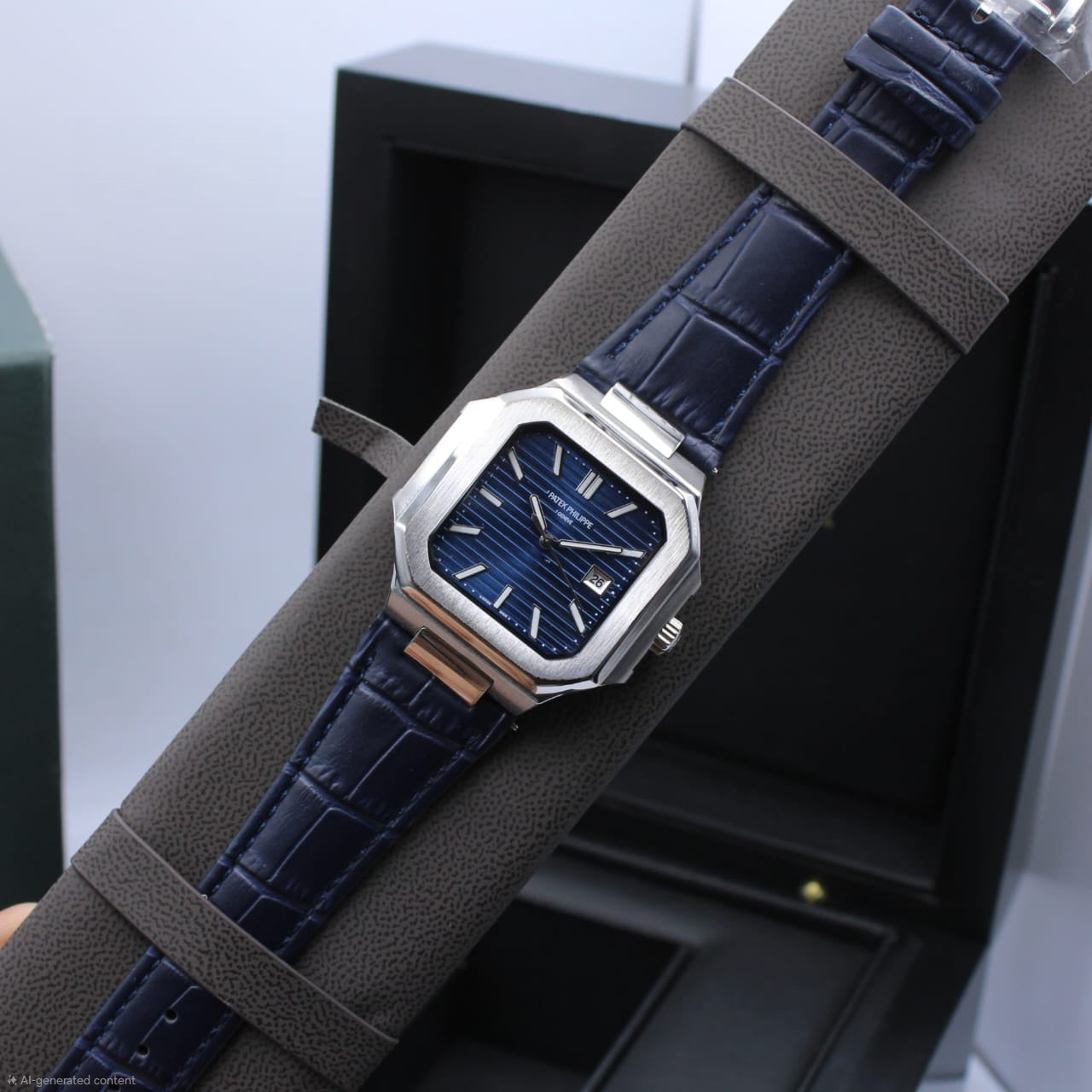 Patek Philippe | Cubitus Ref. 5821 1A Alligator Watch – Black / Silver – Product Image 1