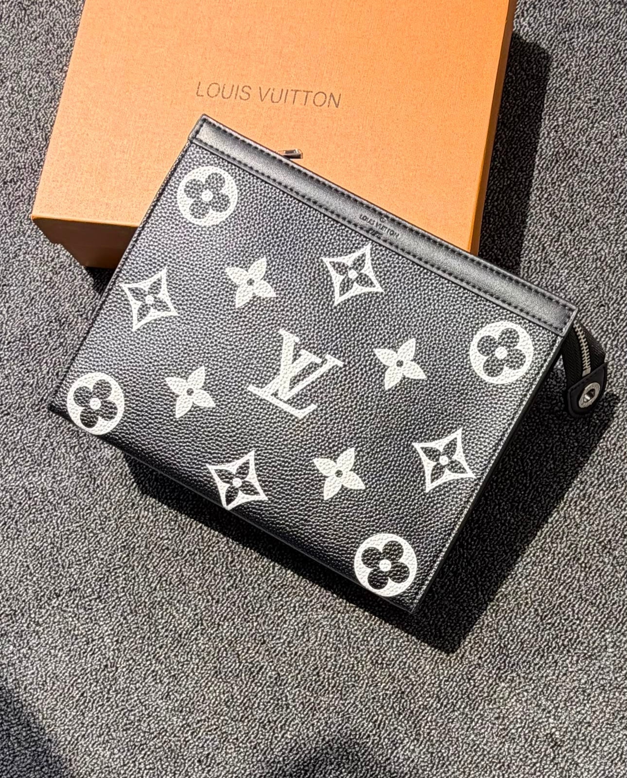 Louis Vuitton | Monogram Voyage Sage Vachetta Pouch – Green / Tan – Product Image 1