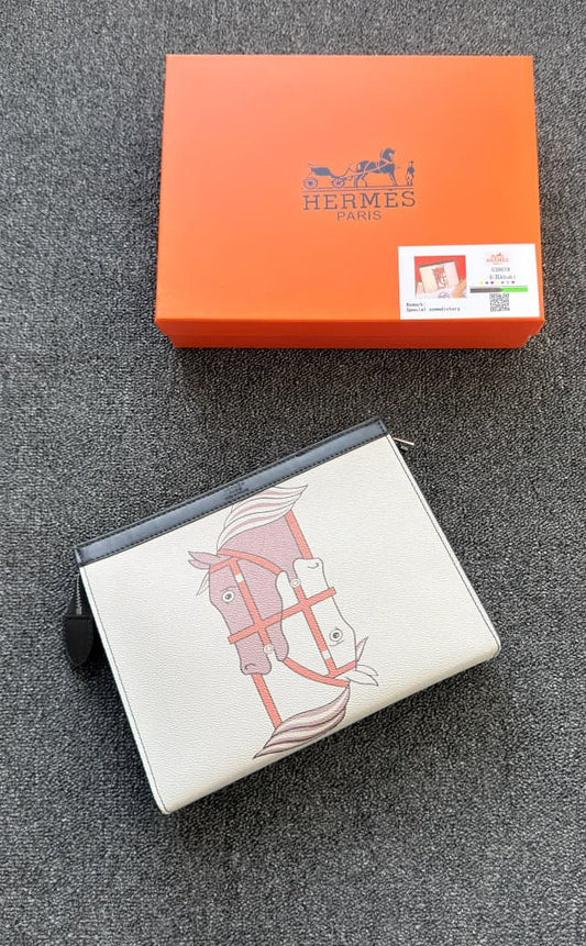 Hermès | Geometric Graphic Canvas Pouch – Red / Blue / Yellow – Product Image 1