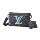لوي فيتون شعار LV أسود أزرق حقيبة صغيرة