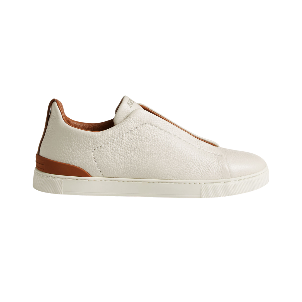 Zegna Deerskin Triple Stitch Sneakers - Off White - image 1