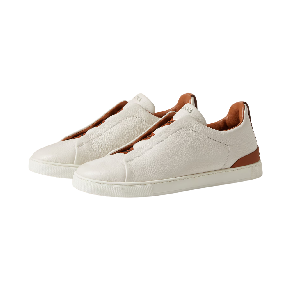 Zegna Deerskin Triple Stitch Sneakers - Off White - image 2