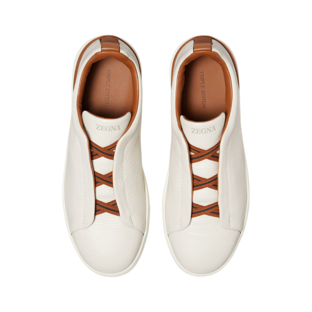 Zegna Deerskin Triple Stitch Sneakers - Off White - image 3