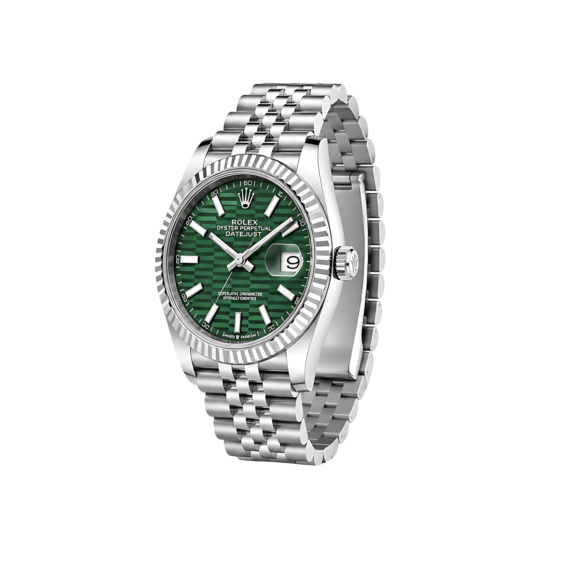 Rolex Datejust Mint Green Waffle Dial Silver Watch - image 3