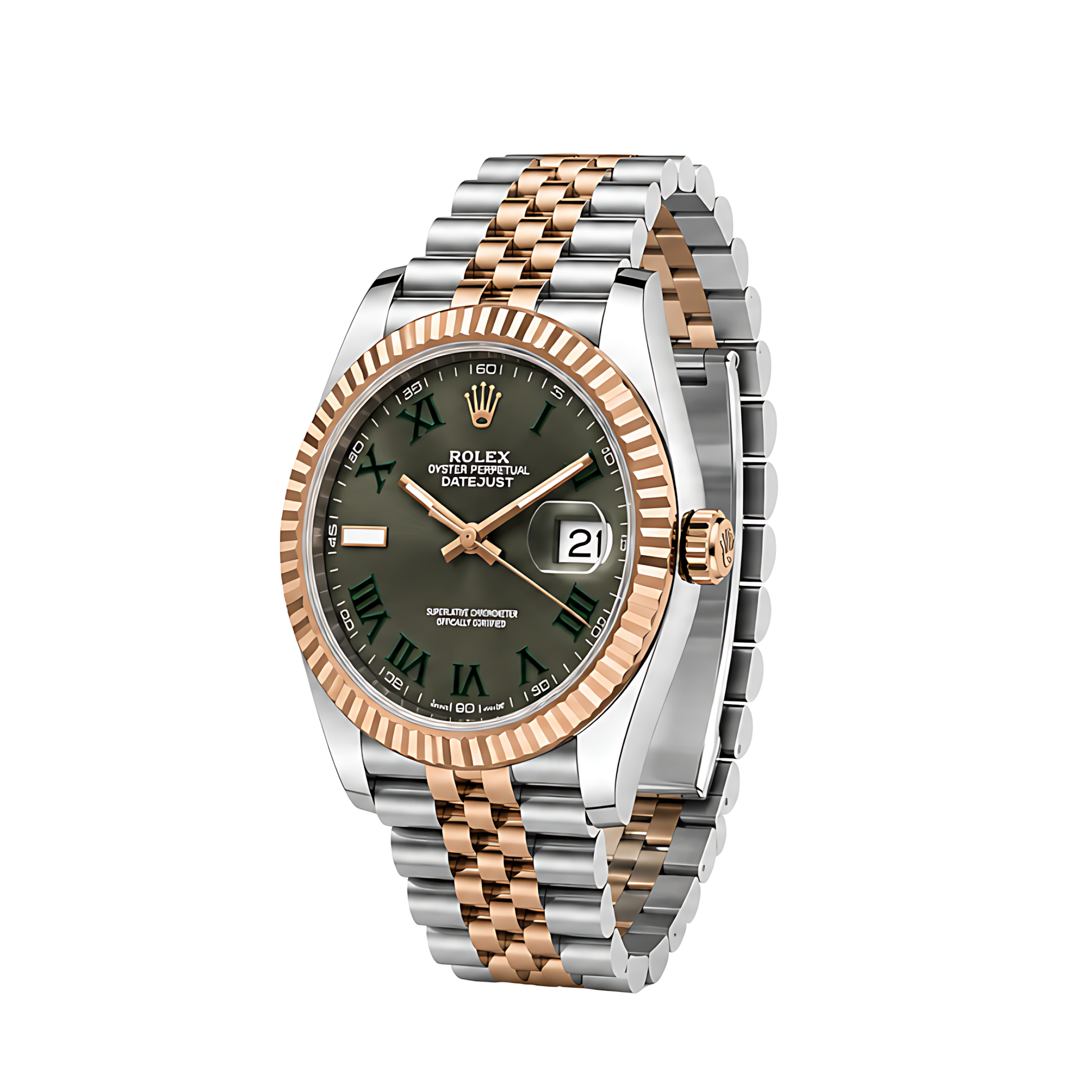 Rolex Datejust Wimbledon Dial Two Tone Rose Gold Watch - image 2