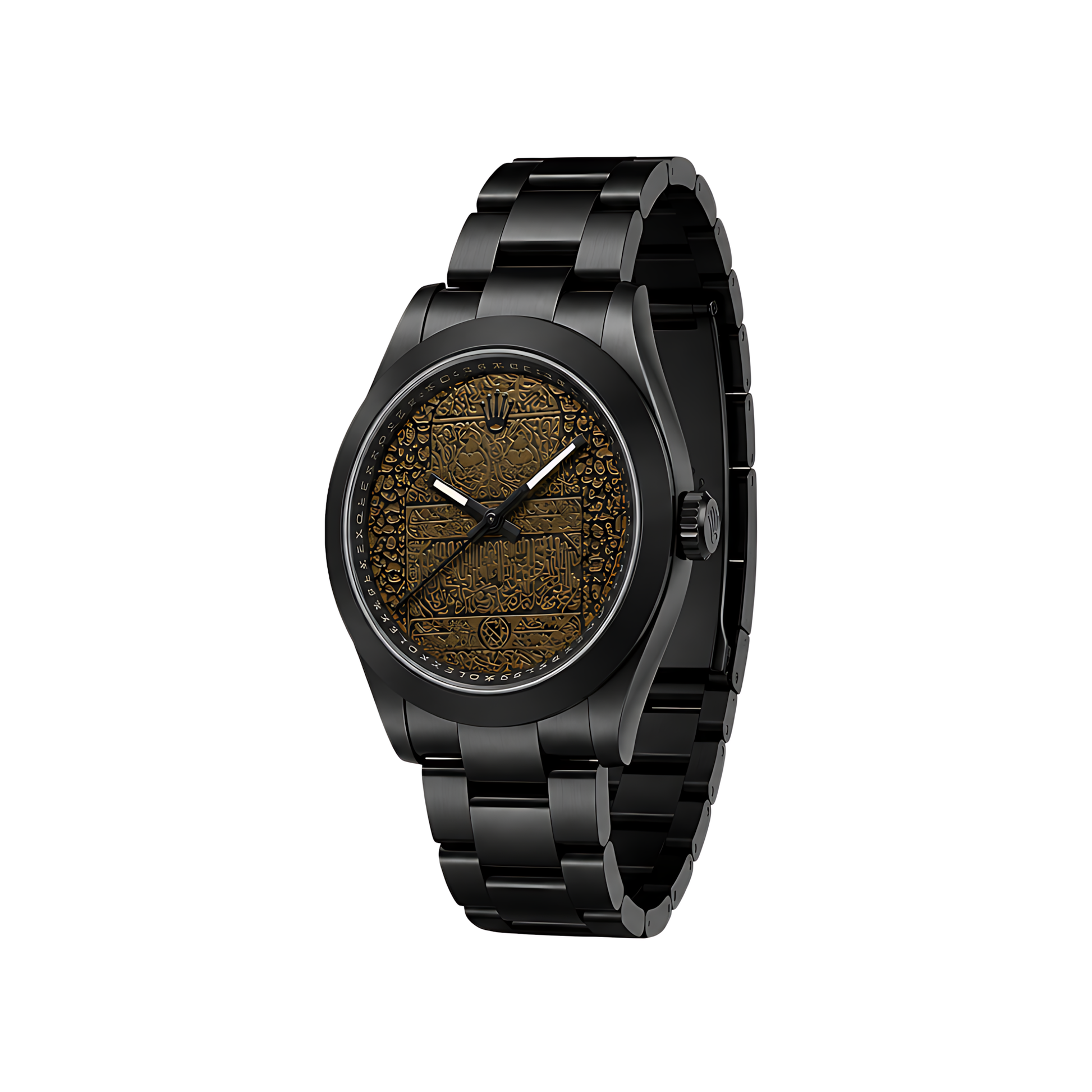 Rolex Milgauss Arabic Gold Dial Matte Black Watch - image 2