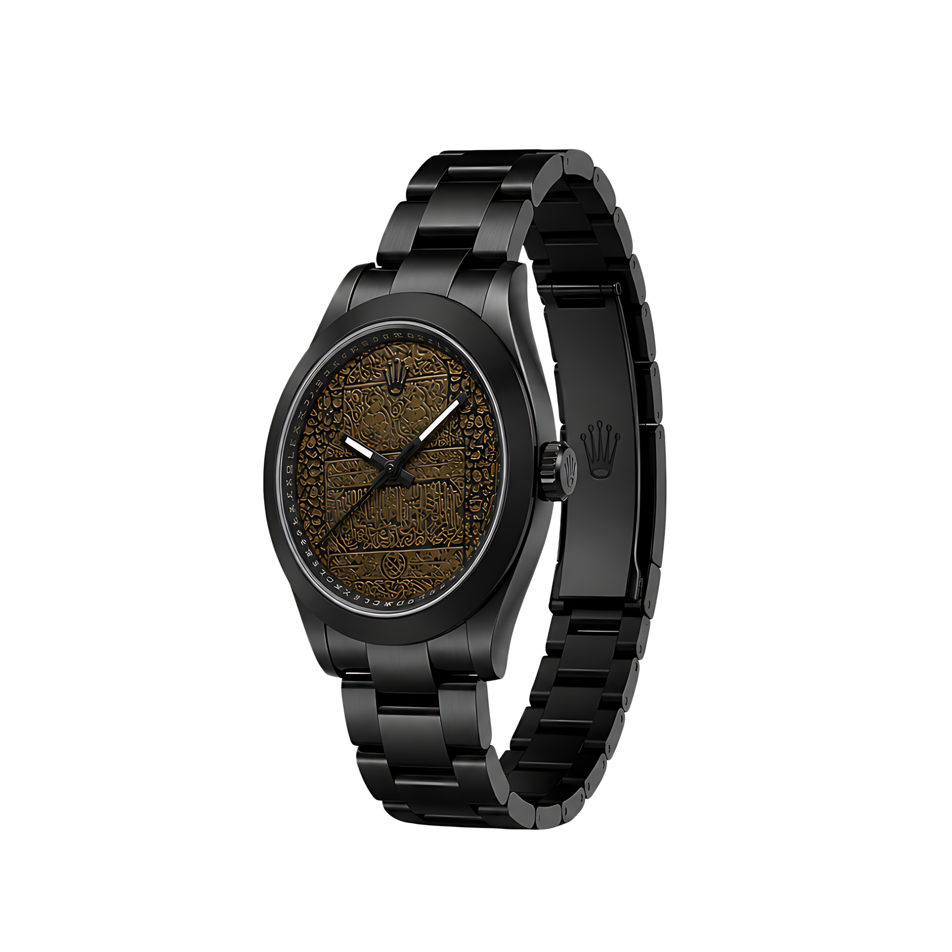 Rolex Milgauss Arabic Gold Dial Matte Black Watch - image 3