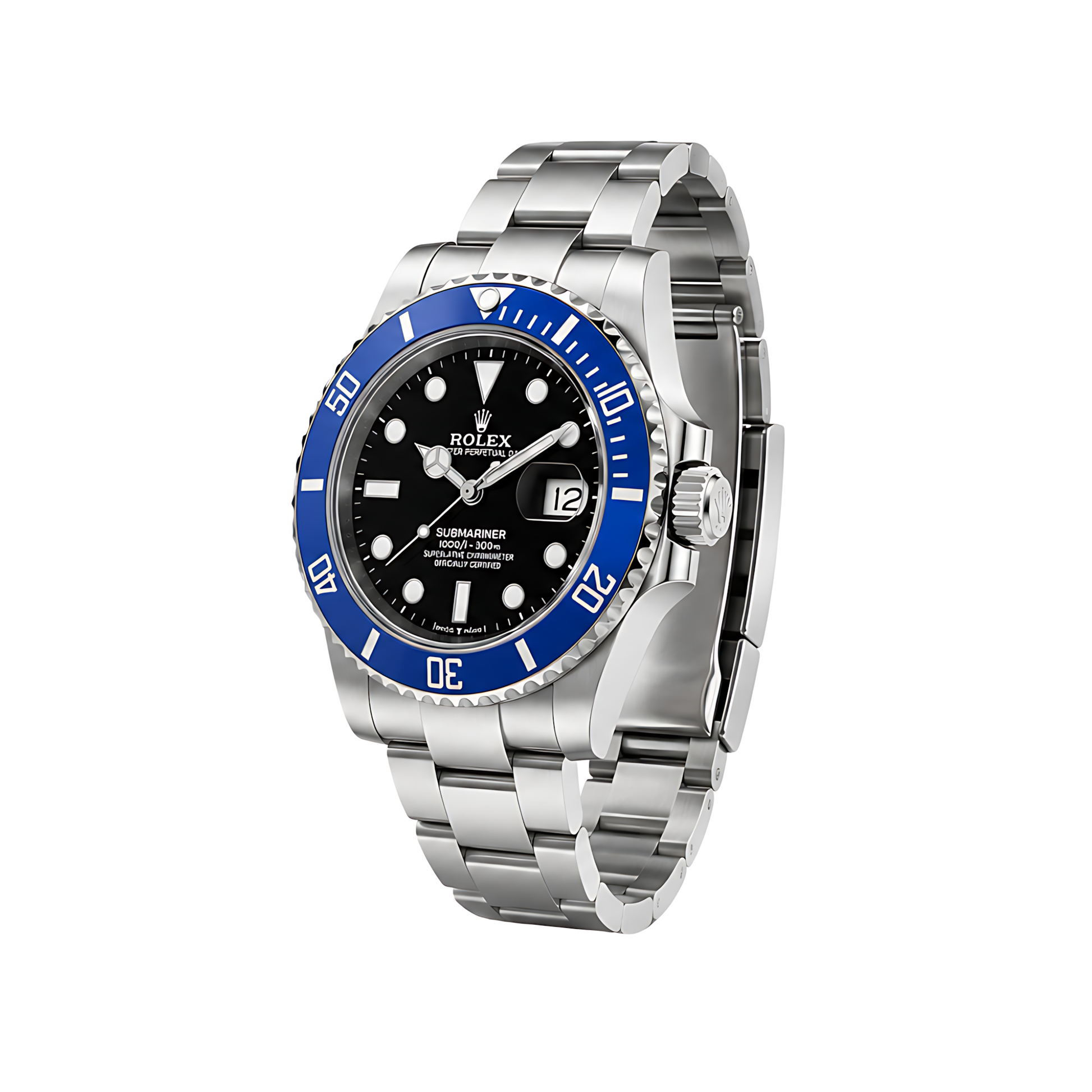 Rolex Submariner Date Black Dial Blue Bezel Silver Watch - image 3