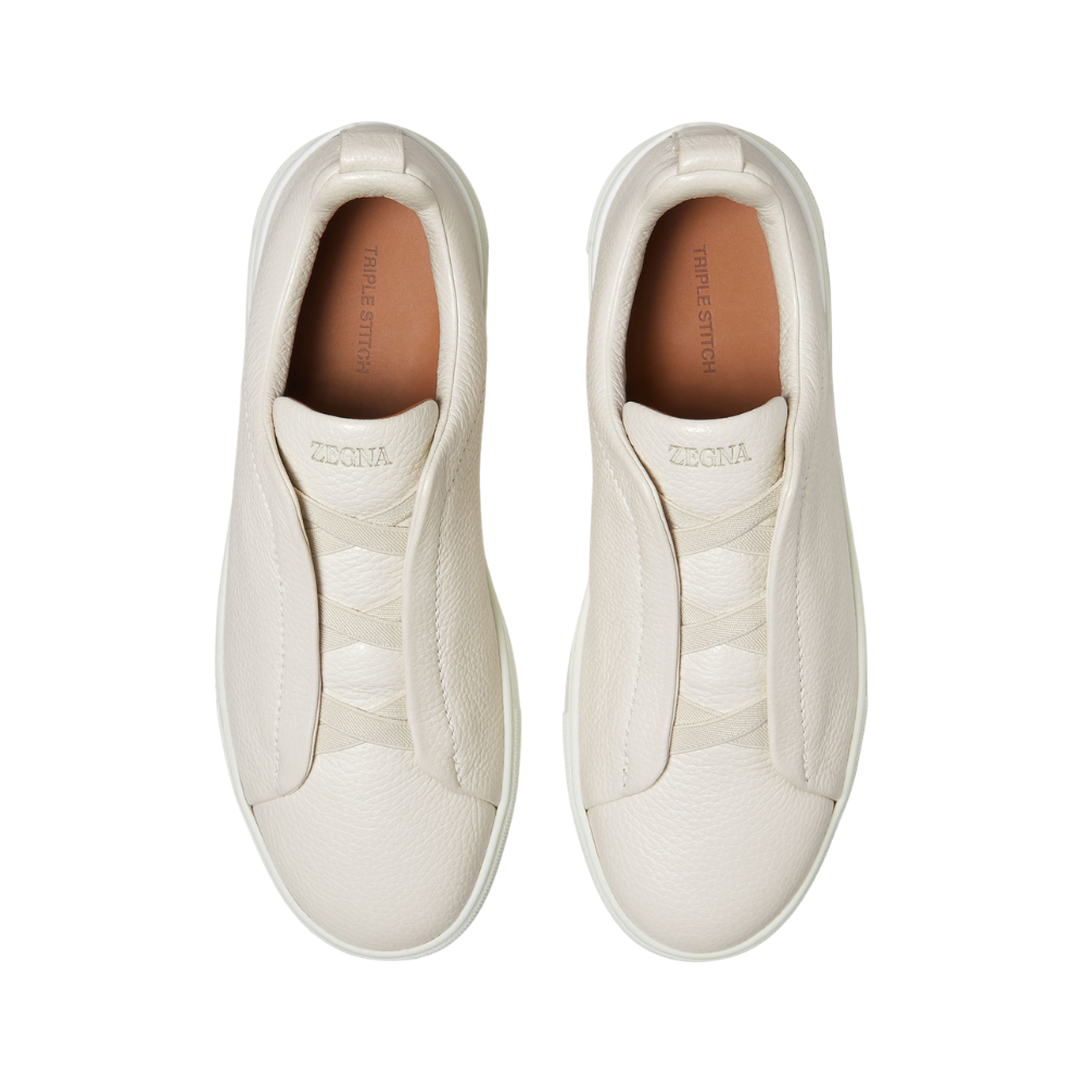 Zegna Deerskin Triple Stitch Sneakers - White - image 2