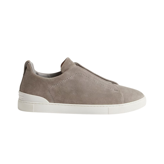 Zegna Suede Triple Stitch Sneakers - Grey Mélange - 1